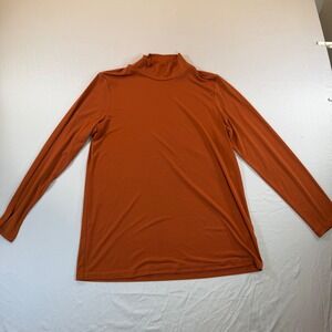 Susan Graver Modern Essentials Mock Neck Top Orange Rust Long Sleeve Medium